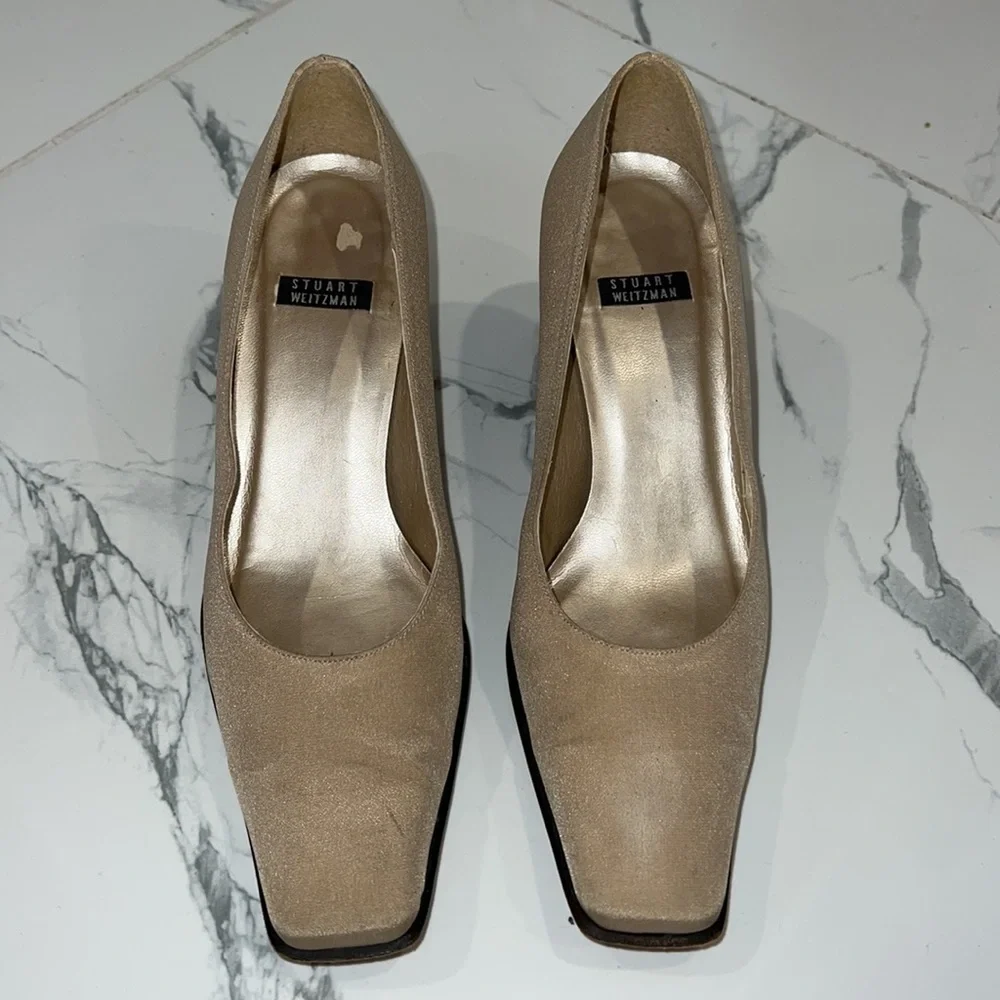 Stuart Weitzman Shimmery Champagne Heels size 6.5 - Picture 3 of 12